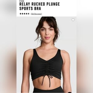 PINK Victoria's Secret Black Ruched Sports Bra